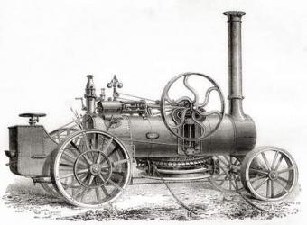 A 19th century John Fowler steam driven ploughing or traction engine, from Les Merveilles de la Science, pub.1870 | Obraz na stenu