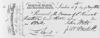 Reciept of payment received by Sir Jonathan Miles' asylum at Hoxton House, 1832 (ink on printed paper) | Obraz na stenu