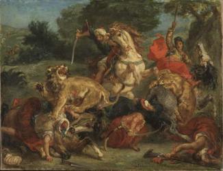The Lion Hunt, 1855 (oil on canvas) | Obraz na stenu
