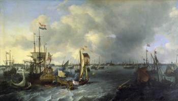 The Port of Amsterdam, view of the Ij, 1666 (oil on canvas) | Obraz na stenu