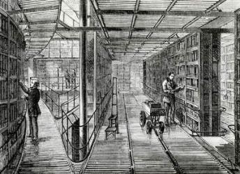 The Book-Cases at the British Museum, illustration from 'Old and New London' by Edward Walford, published c.1880 (engraving) | Obraz na stenu