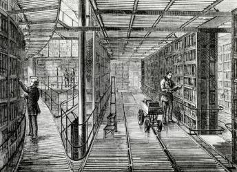 The Book-Cases at the British Museum, illustration from 'Old and New London' by Edward Walford, published c.1880 (engraving) | Obraz na stenu