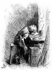 Charles Dickens at the Blacking Factory, an illustration from 'The Leisure Hour', 1904 (engraving) | Obraz na stenu