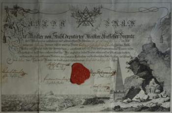 Certificate issued by the Worshipful Master of a masonic lodge, 1785 (litho) | Obraz na stenu