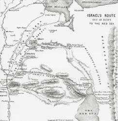 Map showing the Israelites route to the Red Sea during their exodus from Egypt. From The Imperial Bible Dictionary, published 1889. | Obraz na stenu