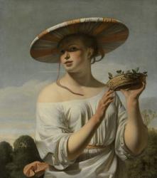 Girl in a Large Hat, c.1645-50 (oil on canvas) | Obraz na stenu