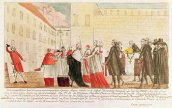 Caricature of the burial of the clergy following the nationalization of the Church property, 1789 (pen & ink and w/c on paper) | Obraz na stenu