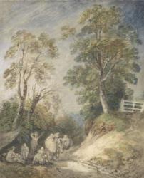 Wooded Landscape with Gypsy Encampment, c.1760-65 (w/c & gouache over pencil and chalk on paper) | Obraz na stenu