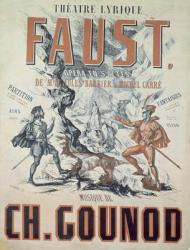 Poster advertising 'Faust', opera by Charles Gounod (1818-93) 1875, engraved by T. Laval (litho) | Obraz na stenu