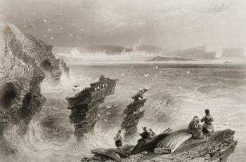 Kilkee, County Clare, Ireland, from 'Scenery and Antiquities of Ireland' by George Virtue, 1860s (engraving) | Obraz na stenu