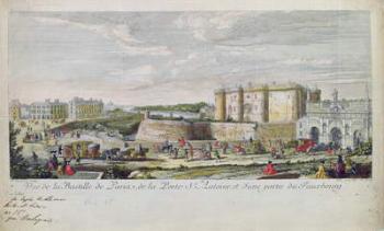 View of the Bastille and the Porte Saint-Antoine (coloured engraving) | Obraz na stenu