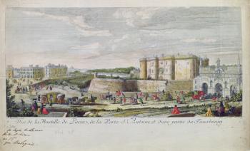 View of the Bastille and the Porte Saint-Antoine (coloured engraving) | Obraz na stenu