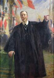 Paul Deroulede (1846-1914) Making a Speech at Bougival, January 1913 (oil on canvas) | Obraz na stenu