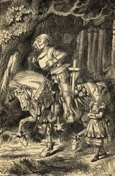 Alice and the White Knight, illustration from 'Alice in Wonderland' by Lewis Carroll (1832-98) first published 1865 (litho) | Obraz na stenu