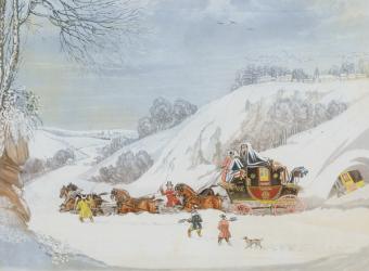 A Mail in Deep Snow, engraved by George Hunt (colour litho) | Obraz na stenu