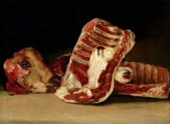 Still life of Sheep's Ribs and Head - The Butcher's counter (oil on canvas) | Obraz na stenu