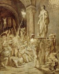 Clovis (465-511) Carried on his Shield (oil on canvas) | Obraz na stenu