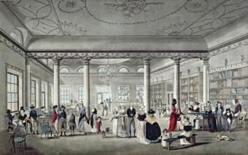 Hall's Library at Margate, 1789 (coloured engraving) | Obraz na stenu