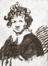 Self portrait of Rembrandt Harmenszoon van Rijn, 1606-1669. Dutch painter and etcher. From Rembrandt Handzeichnungen published 1936. | Obraz na stenu