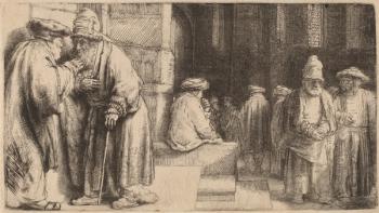 Jews in the Synagogue, 1648 (etching) | Obraz na stenu