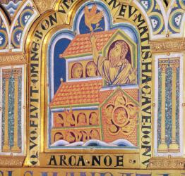 Noah and the Ark, detail of one of the 51 panels of the Verduner Altar, 1181 (champleve enamelwork) | Obraz na stenu