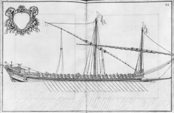 Building, equipping and launching of a galley, plate XX (pencil & w/c on paper) (b/w photo) | Obraz na stenu