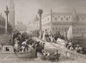 Embarkation of the Doge, Venice, engraved by Challis (litho) | Obraz na stenu
