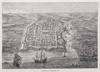 Old Santo Domingo City at the time of Drake's expedition, from 'Santo Domingo Past and Present' by Samuel Hazard, pub. 1873 (engraving) | Obraz na stenu