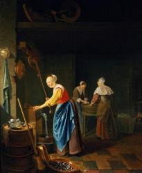 A Kitchen Scene with a Maid Drawing Water from a Well | Obraz na stenu