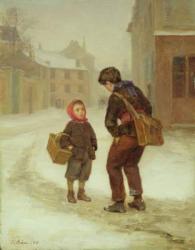 On the way to school in the snow, 1879 | Obraz na stenu