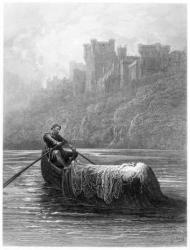 The Body of Elaine on its way to King Arthur's Palace, illustration from 'Idylls of the King' by Alfred Tennyson (litho) | Obraz na stenu