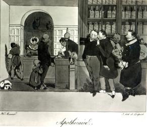 Apothecary, engraved by Delpech (litho) (b/w photo) | Obraz na stenu