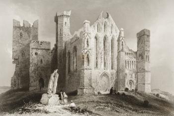 The Rock of Cashel, County Tipperary, Ireland, from 'Scenery and Antiquities of Ireland' by George Virtue, 1860s (engraving) | Obraz na stenu