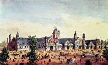 Agricultural Hall, Grand United States Centennial Exhibition, Fairmount Park, Philadelphia, pub. by Currier & Ives, 1876 (colour litho) | Obraz na stenu