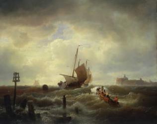 The Entrance to the Harbour at Hellevoetsluys, 1850 (oil on canvas) | Obraz na stenu