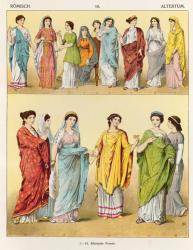 Female Roman Dress, from 'Trachten der Voelker', 1864 (colour litho) | Obraz na stenu