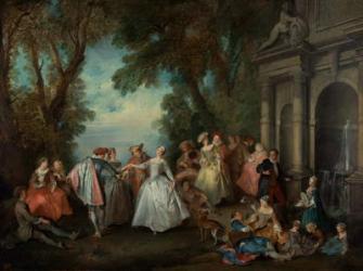Dance before a Fountain, c.1724 (oil on canvas) | Obraz na stenu