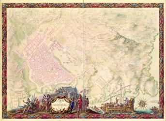 Ms. 988 Vol.3, fol.61 'Louis XIV Atlas', map and plan of Marseille, 1683-88 (engraving) | Obraz na stenu