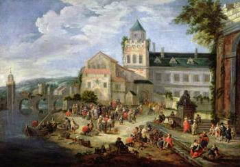 Market on the Banks of a River (oil on canvas) | Obraz na stenu
