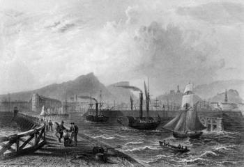Leith Pier and Harbour, engraved by Robert Wallis, c.1820 (engraving) | Obraz na stenu