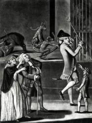 An Exhibition of Wild Beasts or the Macaroni in distress, 1774 (mezzotint) | Obraz na stenu