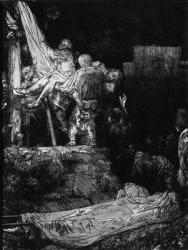The Descent from the Cross with a Torch, 1654 (etching) (b/w photo) | Obraz na stenu