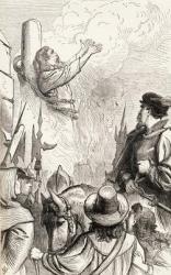 Thomas Hawkes burned at the stake during the Marian Persecutions, c.1865 (wood engraving) | Obraz na stenu