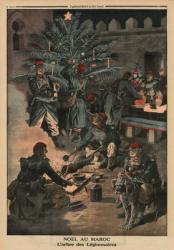 Christmas in Morocco, the Christmas tree of the Legionnaires, back cover illustration from 'Le Petit Journal', supplement illustre, 28th December 1913 (colour litho) | Obraz na stenu