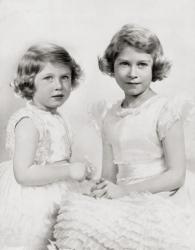 Queen Elizabeth II, right, as a princess circa. 1937 and Princess Margaret, left. From The Coronation of their majesties King George VI and Queen Elizabeth, Official Souvenir Programme published 1937 | Obraz na stenu