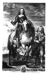 Equestrian portrait of Charles I (1600-49), engraved by Pierre Lombart (1612-82) (engraving) (b/w photo) | Obraz na stenu