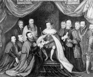Edward VI granting the Charter for Bridewell Hospital to Sir George Barnes in 1553, published 1750 (engraving) | Obraz na stenu