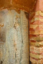 Carmona, Seville Province, Spain. Prioral de Santa Maria. Priory of Santa Maria. 6th century Visigothic calendar carved into pillar in Orange Tree patio. | Obraz na stenu