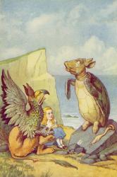The Mock Turtle and the Gryphon, illustration from 'Alice in Wonderland' by Lewis Carroll (1832-9) (colour litho) | Obraz na stenu
