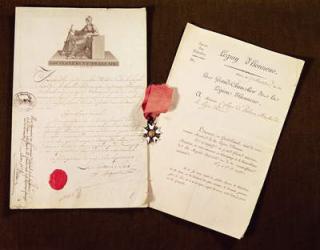 The documents and medal from Francois Becherel's appointment as knight of the Legion of Honour on 17th July 1802 (mixed media) | Obraz na stenu